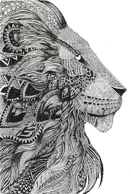 Patterned Lion -A3 Print